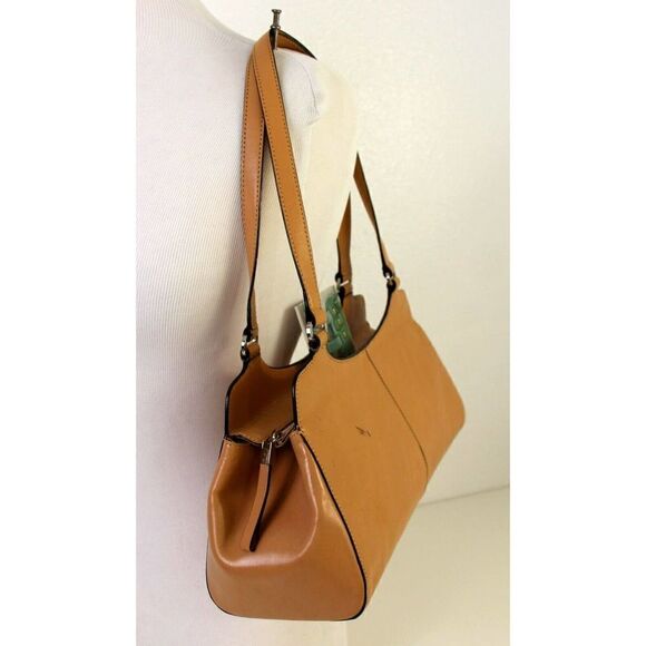 Monsac Original BEIGE GENUINE LEATHER CLASSIC ZIP SATCHEL TOTE BAG HANDBAG PURSE - Picture 3 of 12